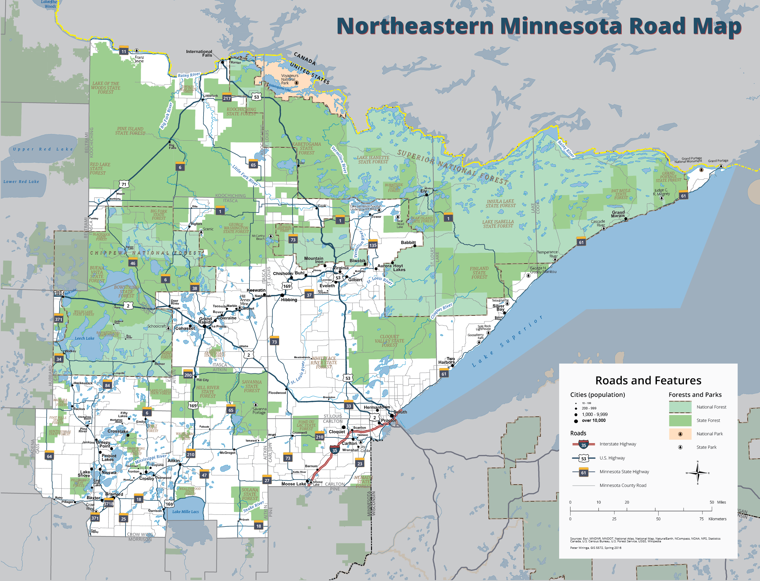 northeastern Minnesota road map, 
